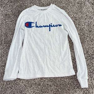 Long Sleeve White with blue letter champion Shirt
